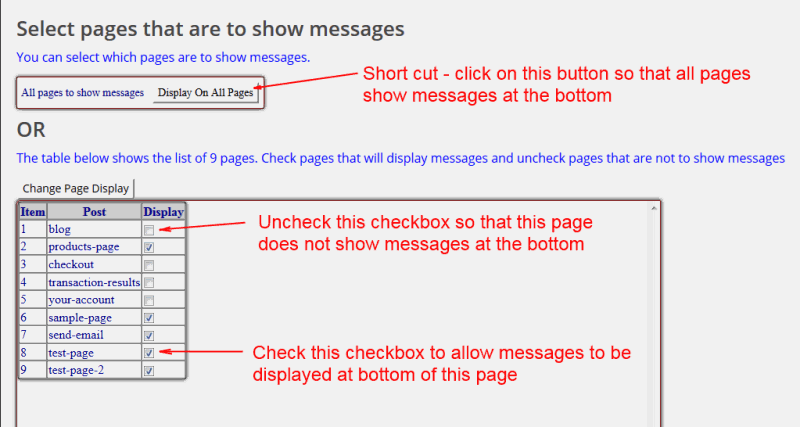 page messages
